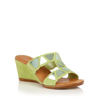Lime suede 'Briony' wedge sandals